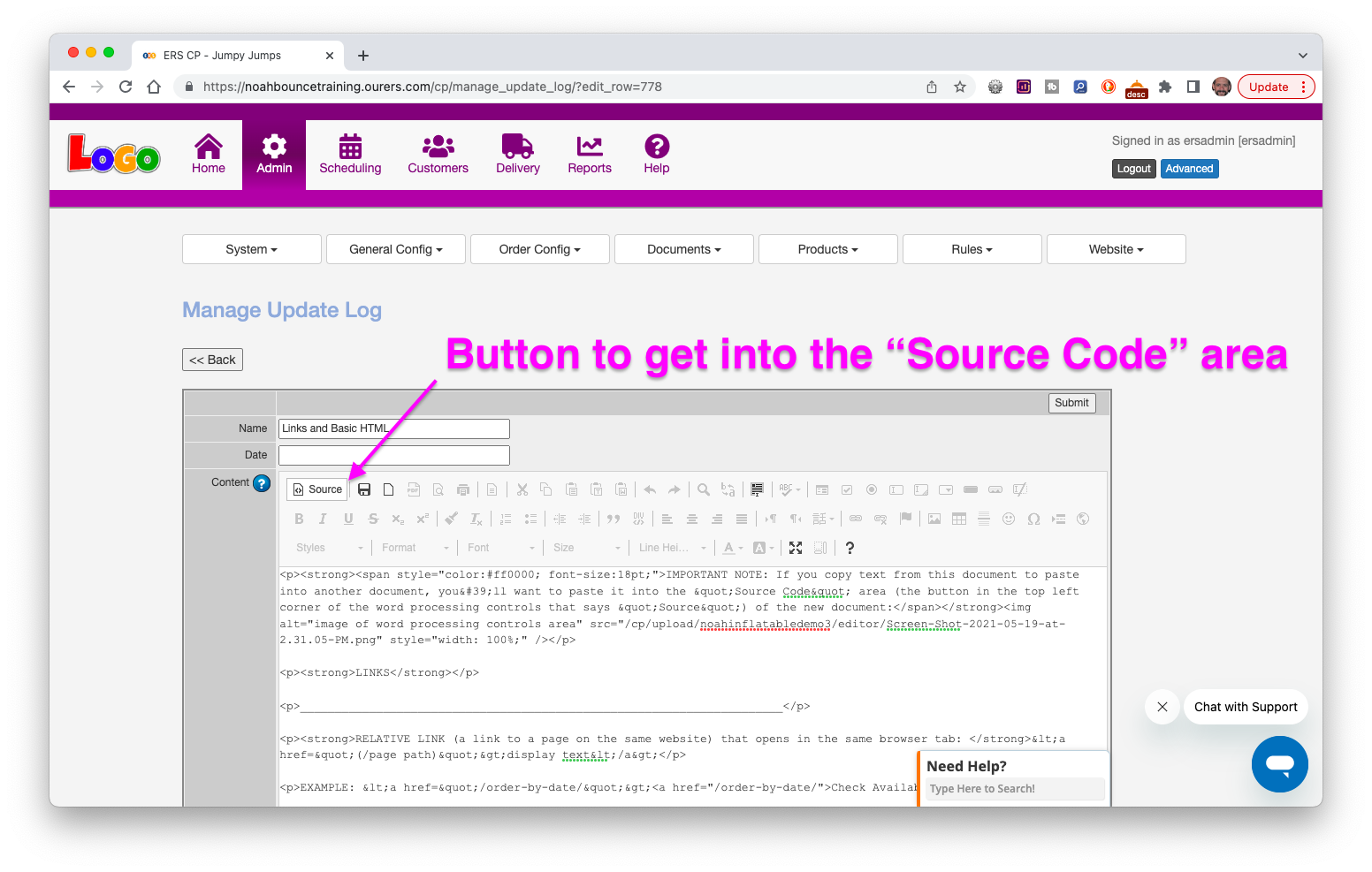 Source Code area of Event Rental Systems Document